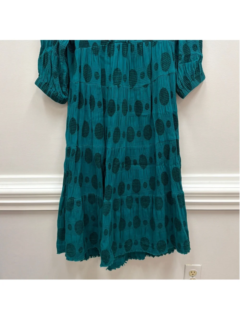 Umgee USA Green Teal Polka Dot Midi Dress Sz Small!